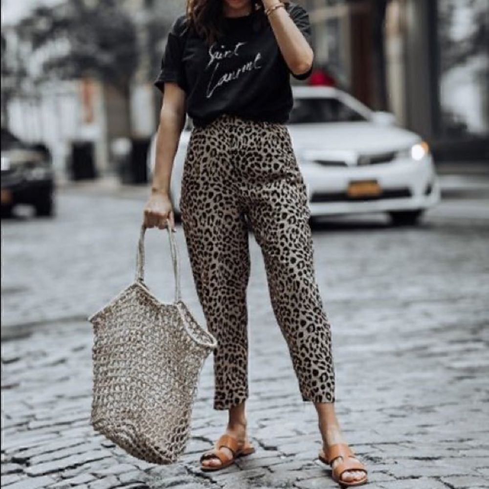 Think Tank Animal Print Cropped Pants size 4